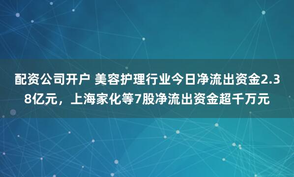配资公司开户 美容护理行业今日净流出资金2.38亿元,上海家化等7股净流出资金超千万元